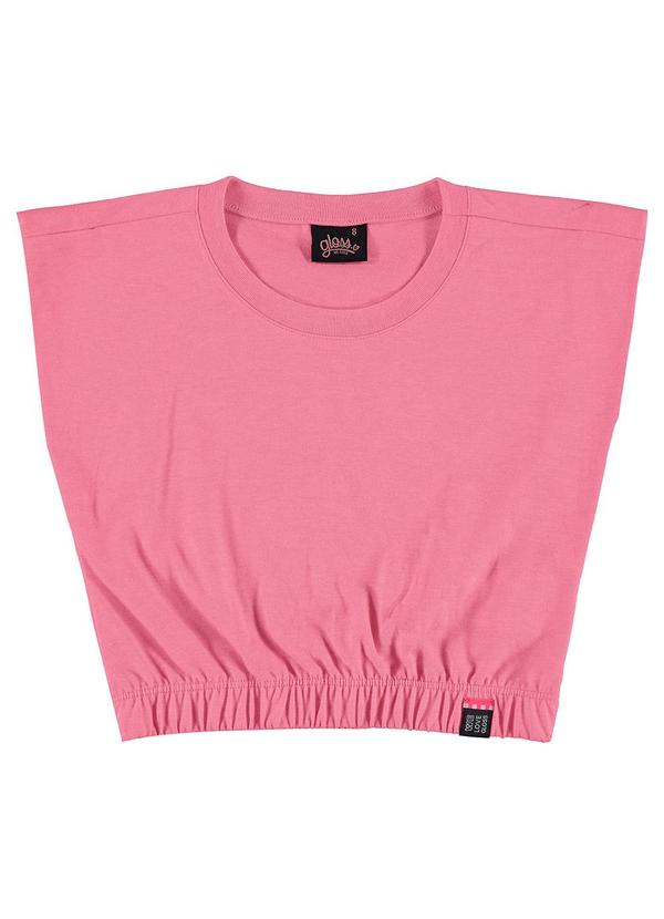 Vista 2 Blusa Cropped Manga Juvenil Menina Rosa Pink Gloss Gloss