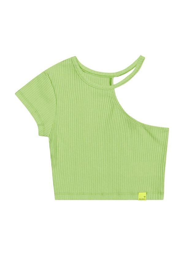 Vista 2 Blusa Cropped Ribana Canelada Juvenil Verde Gloss Gloss