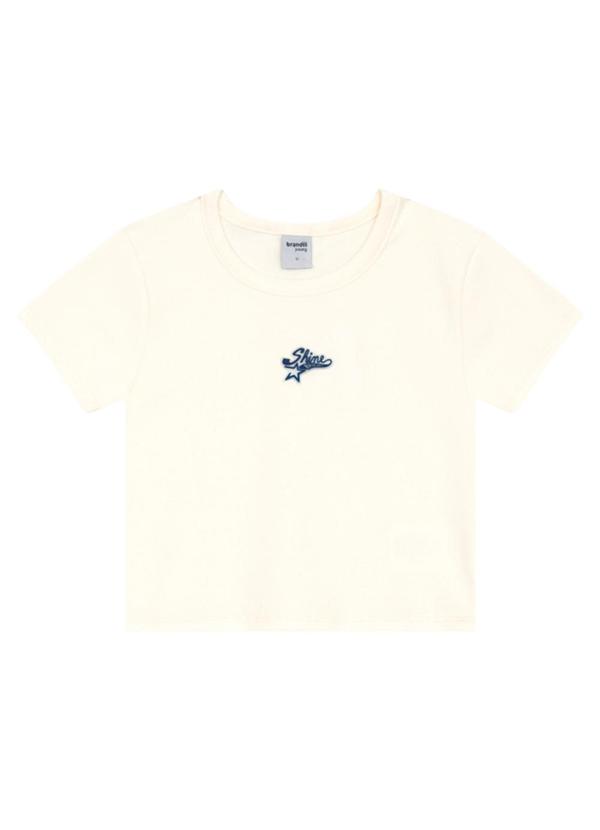 Blusa Cropped Teen Menina em Ribana Bege