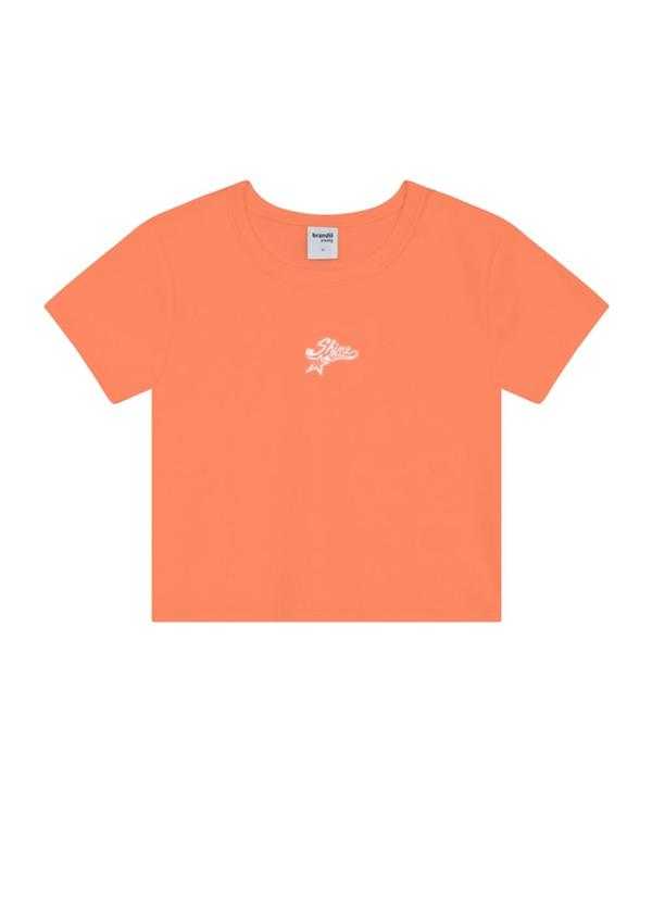 Blusa Cropped Teen Menina em Ribana Laranja