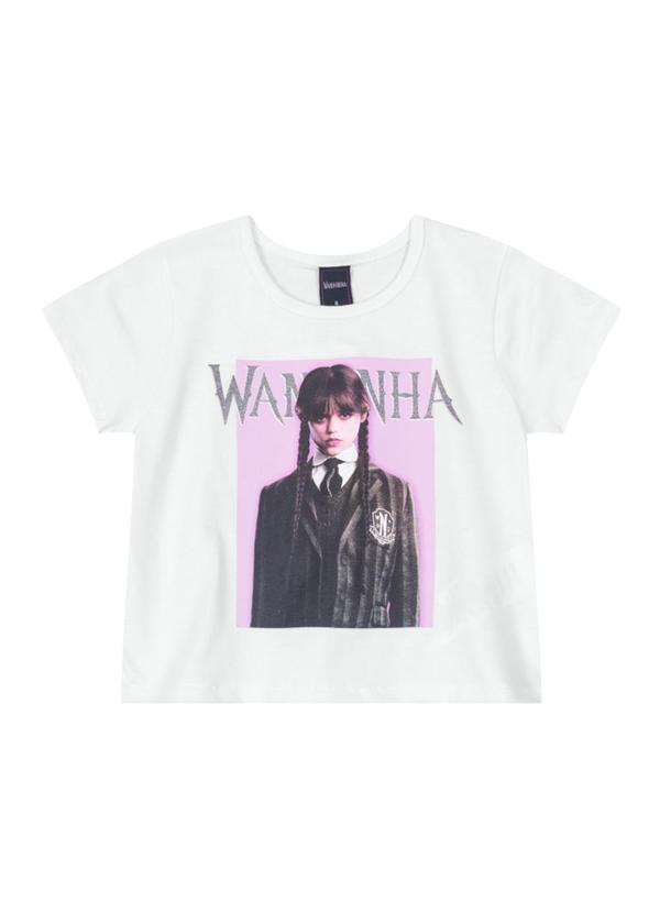 Vista 2 Blusa Cropped Wandinha Infantil Menina Branco Brandili Brandili