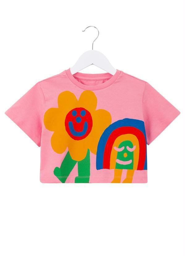 Blusa de Malha Estampa de Sol Rosa