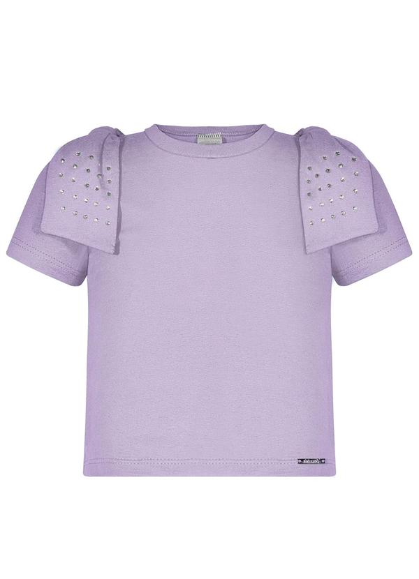 Blusa de Mangas Curtas com Laços e Strass Rosa