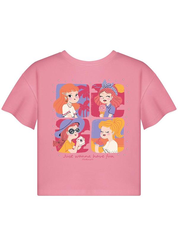 Blusa de Mangas Curtas com Torção Posterior Rosa