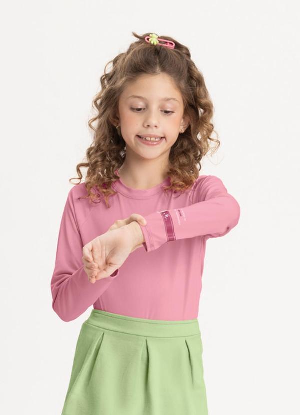 Vista 2 Blusa de Mangas Longas com Proteção Uv Rosa Alakazoo Alakazoo