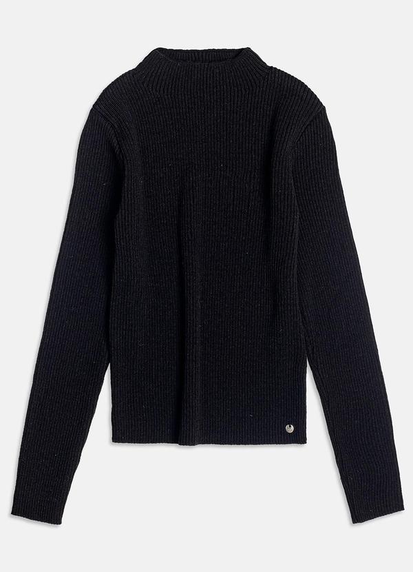 Blusa de Tricot Canelado Preto