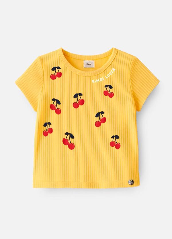 Blusa de Turim Amarela com Cerejas Amarelo