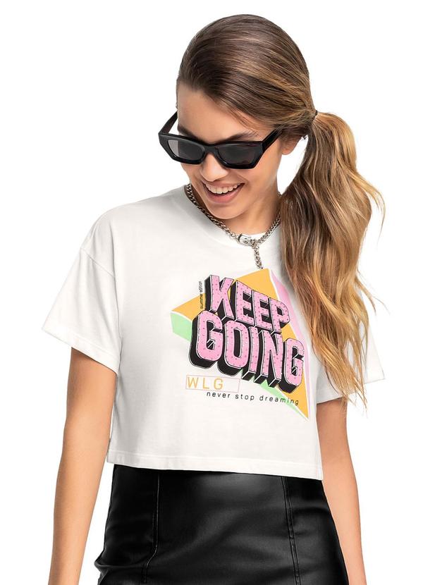 Blusa em Algodão Juvenil Manga Curta Bege