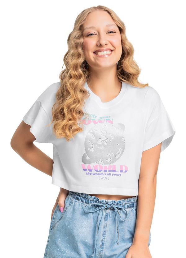 Blusa em Algodão Juvenil Manga Curta Branco