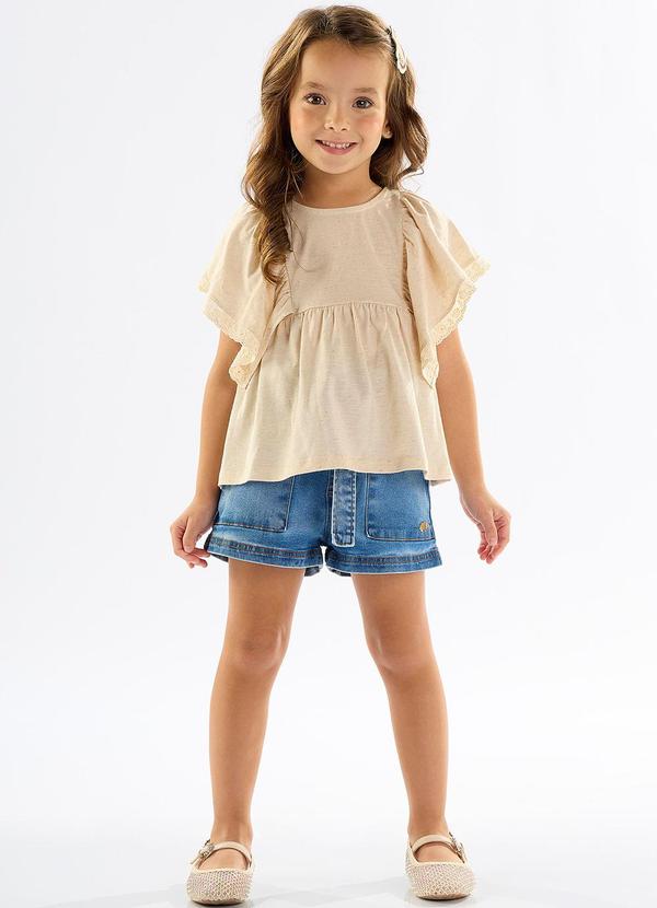 Blusa em Meia Malha Linho Flamê Bege