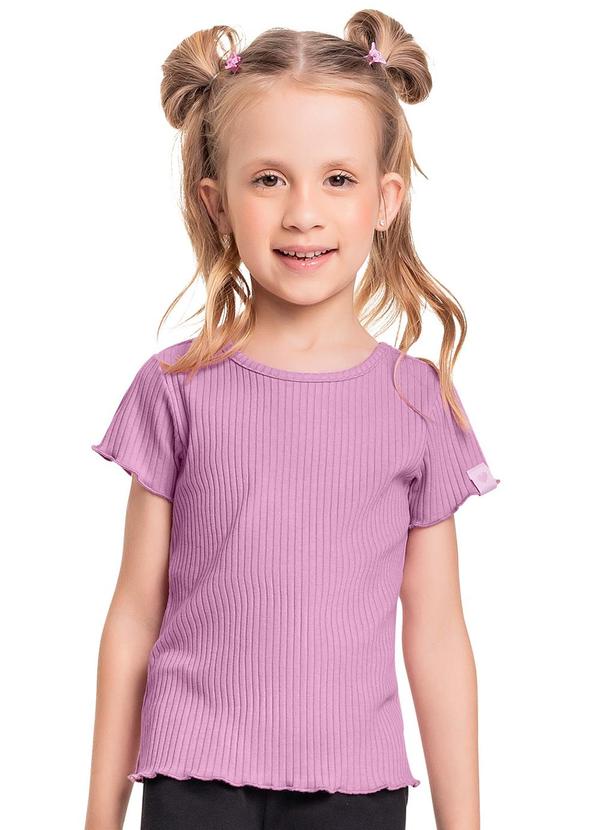 Vista 2 Blusa em Ribana Canelada para Menina Roxo Quimby Quimby