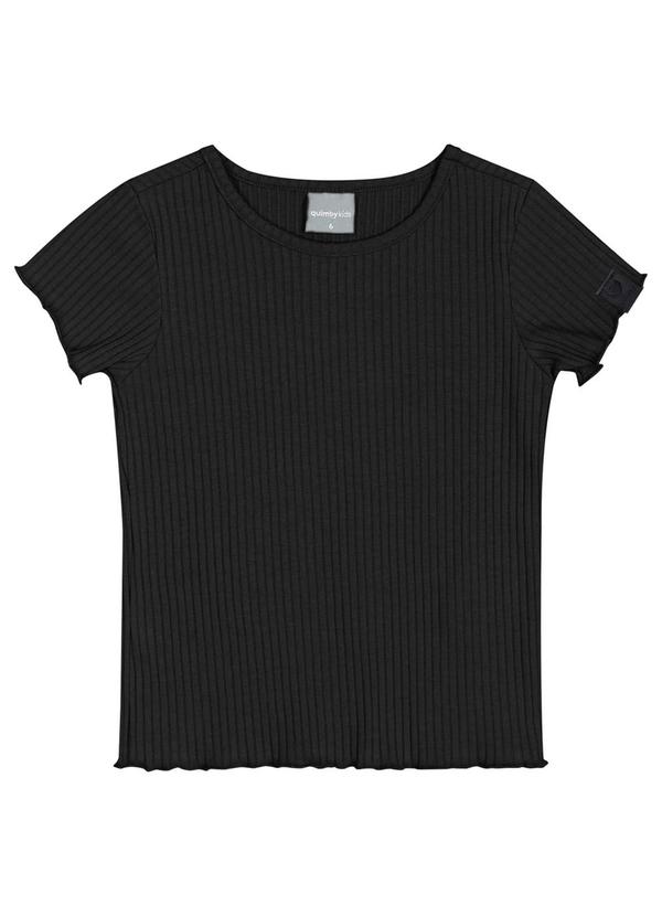 Vista 2 Blusa em Ribana Canelada Preto Quimby Quimby