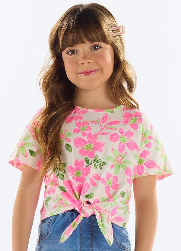 Vista 2 Blusa Estampada Menina Rosa Quimby Quimby