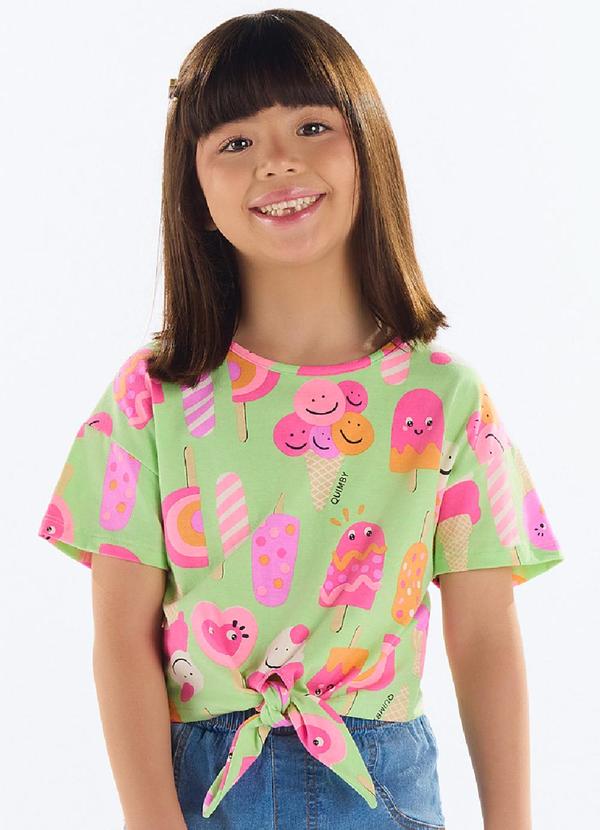 Vista 2 Blusa Estampada Menina Verde Quimby Quimby