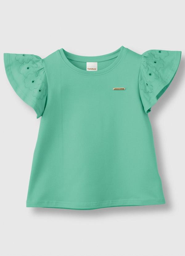 Blusa Evasê em Cotton Verde Água