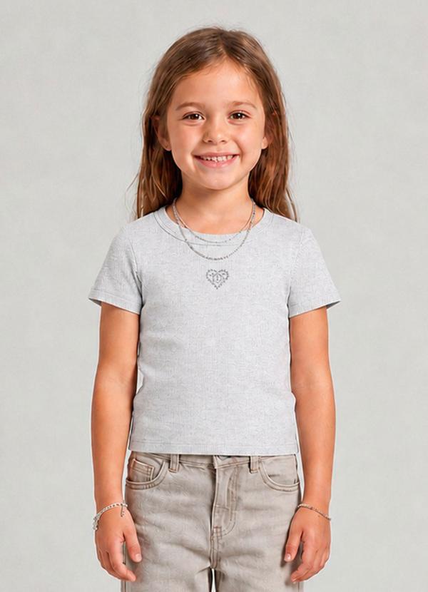 Blusa Feminina em Ribana 2x1 Mescla Cinza