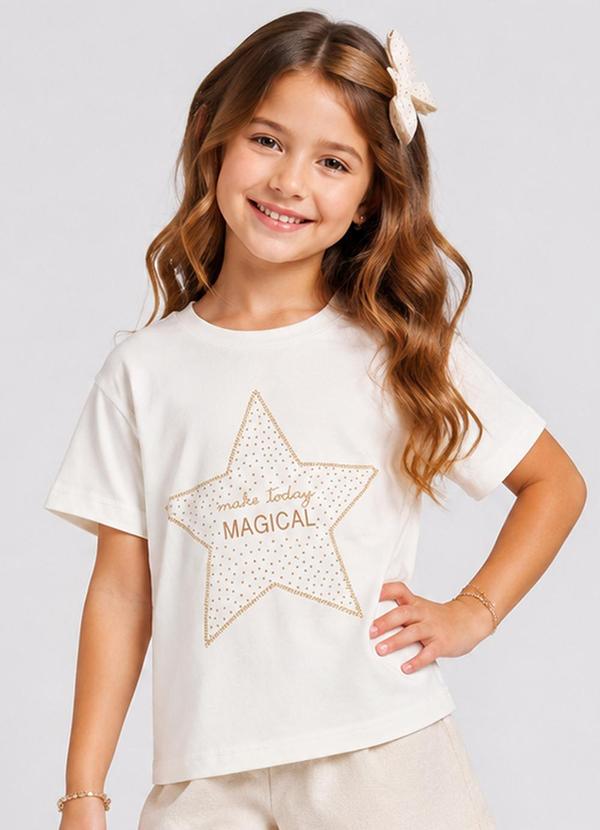 Blusa Feminina Infantil com Estampa Bege