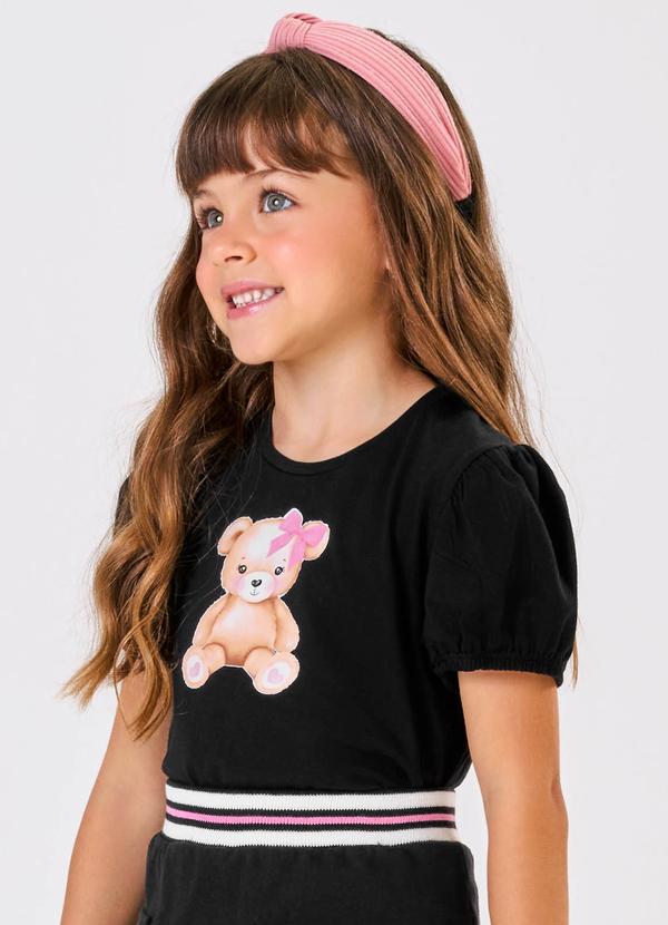 Blusa Feminina Infantil com Estampa Preto