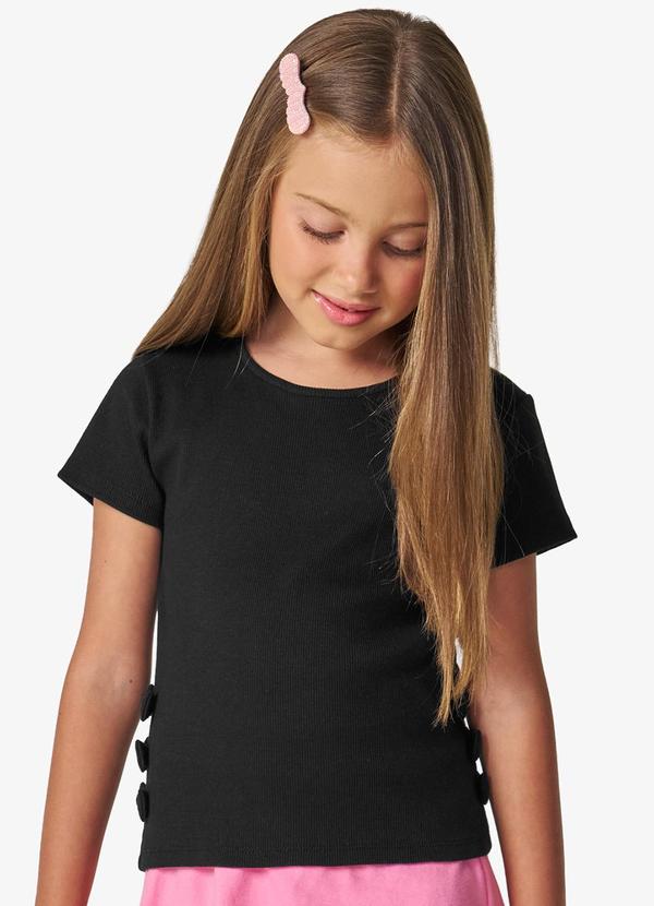Blusa Feminina Infantil com Laços Preto