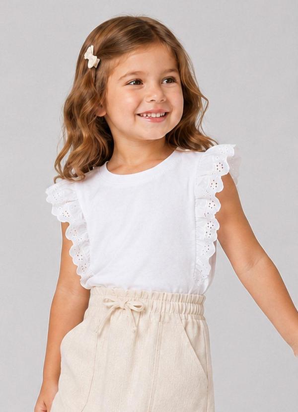 Blusa Feminina Infantil com Laise Branco