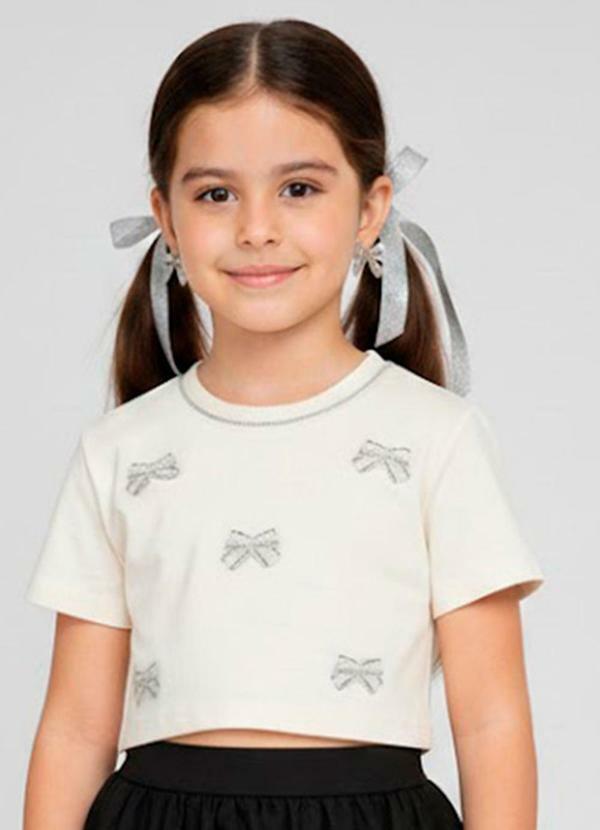 Blusa Feminina Infantil de Laços Bege