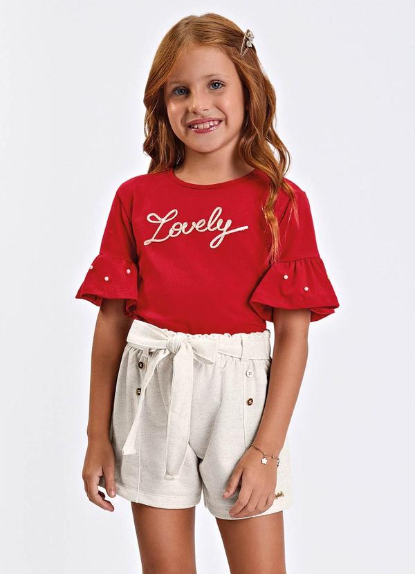 Blusa Feminina Infantil em Cotton Leve Vermelho
