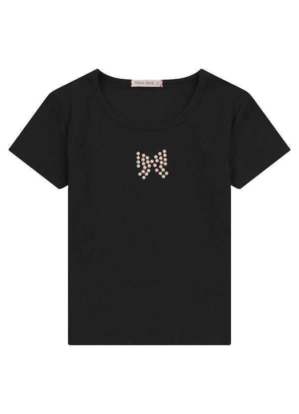 Vista 2 Blusa Feminina Infantil em Ribana 2x1 Preto Trick Nick Trick Nick