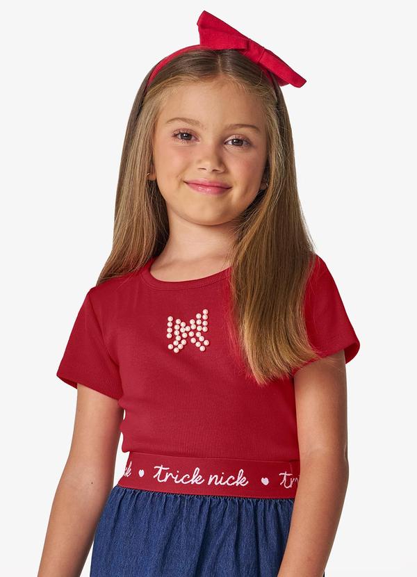 Vista 2 Blusa Feminina Infantil em Ribana 2x1 Vermelho Trick Nick Trick Nick