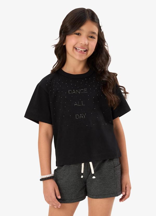 Blusa Feminina Infantil Meia Malha Preto