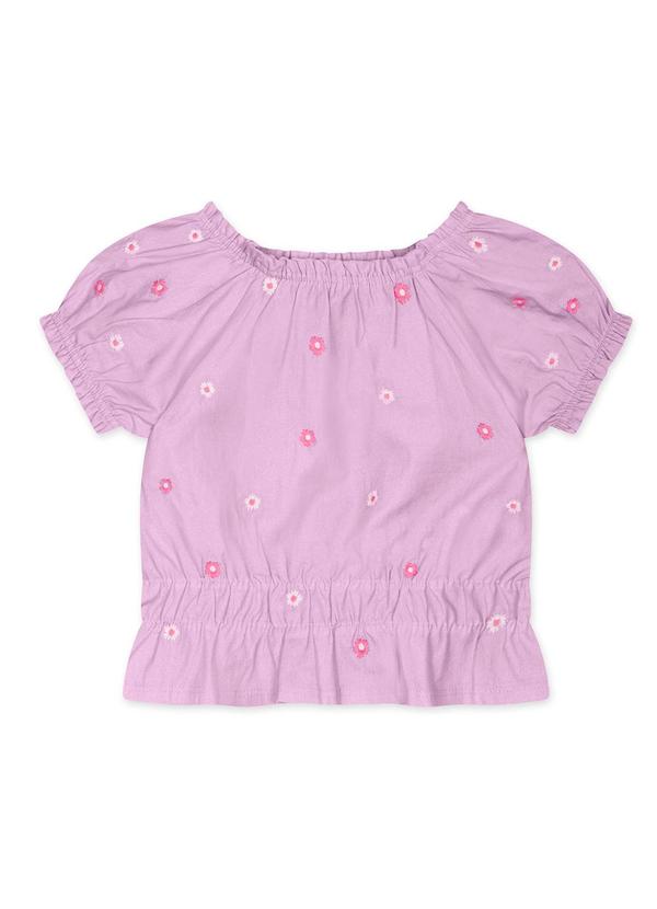Vista 2 Blusa Floral Manga Curta Infantil Feminina Roxo Marisol Marisol