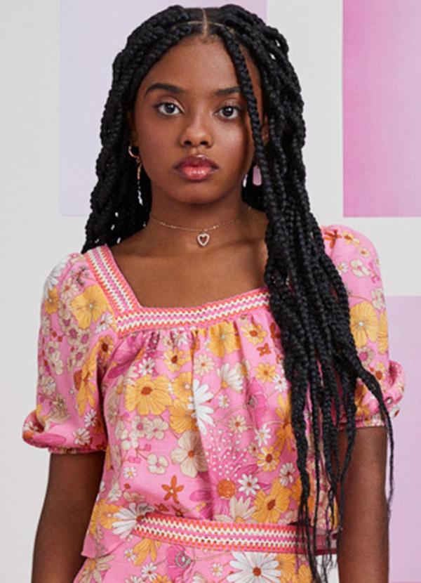 Vista 2 Blusa Floral Rosa Rosalie Rosalie