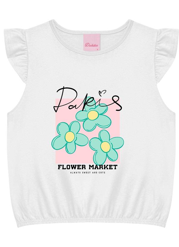 Blusa Flower Market com Elástico Branco