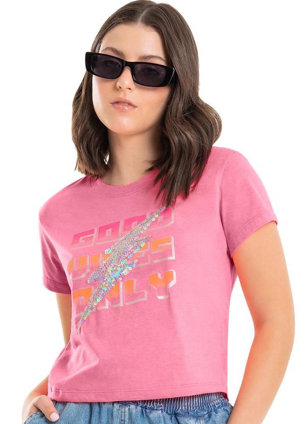 Vista 2 Blusa Good Vibes Only Juvenil Rosa Gloss Gloss