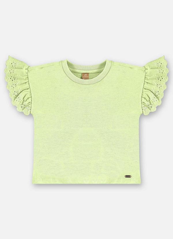 Vista 2 Blusa Infantil Algodão com Babado Verde Up Baby Up Baby