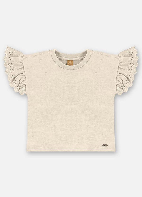 Vista 2 Blusa Infantil Algodão com Babados Bege Up Baby Up Baby