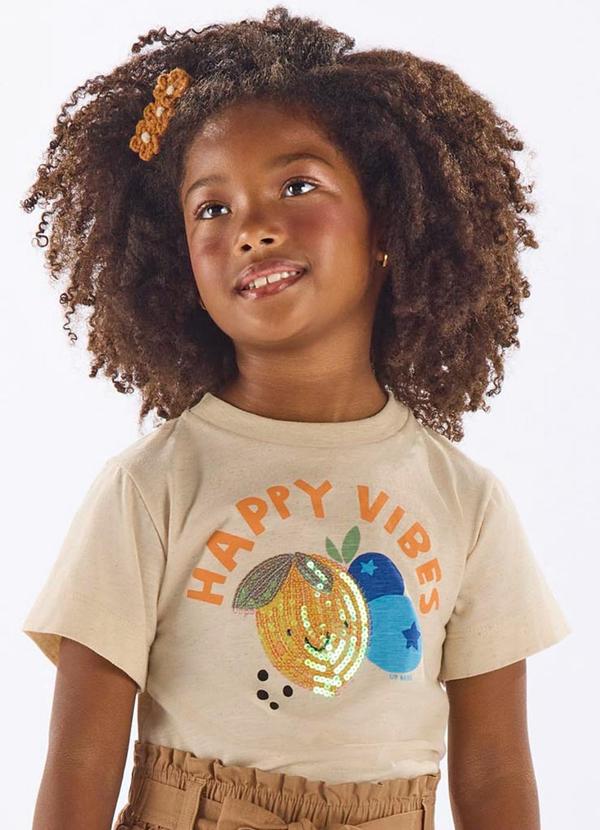 Vista 2 Blusa Infantil Algodão com Bordado Bege Up Baby Up Baby