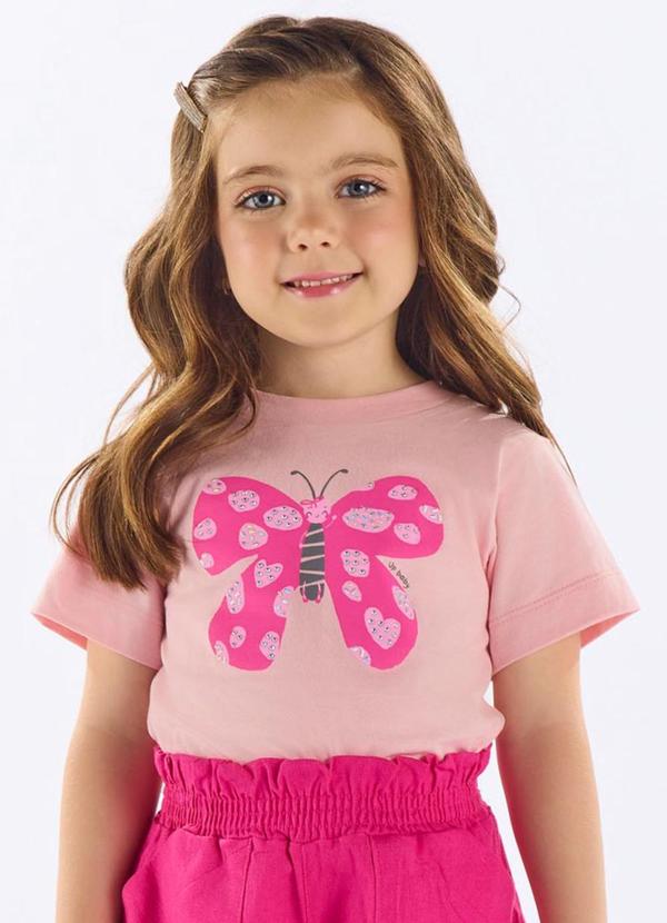 Blusa Infantil Algodão com Strass Rosa