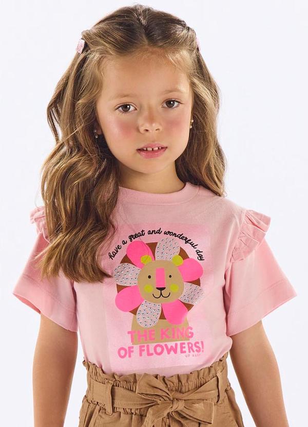Vista 2 Blusa Infantil Algodão com Strass Rosa Up Baby Up Baby