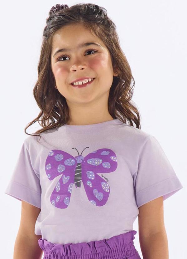 Vista 2 Blusa Infantil Algodão com Strass Roxo Up Baby Up Baby