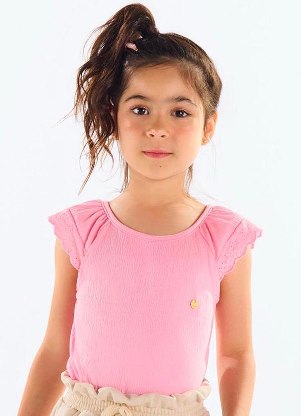 Vista 2 Blusa Infantil Algodão Texturizado Rosa Up Baby Up Baby