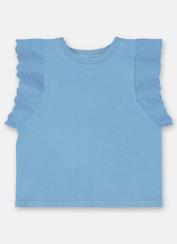 Vista 2 Blusa Infantil Básica em Meia Malha Azul Up Baby Up Baby