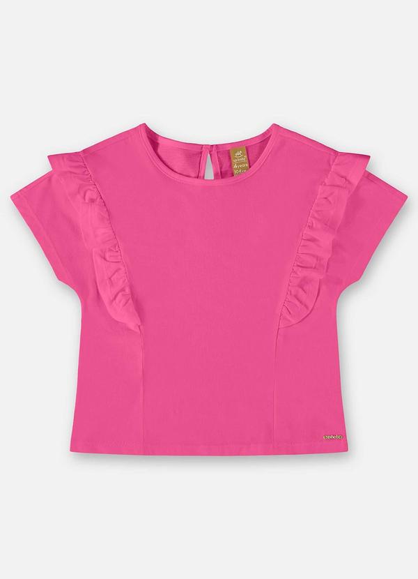 Blusa Infantil Básica em Meia Malha Rosa