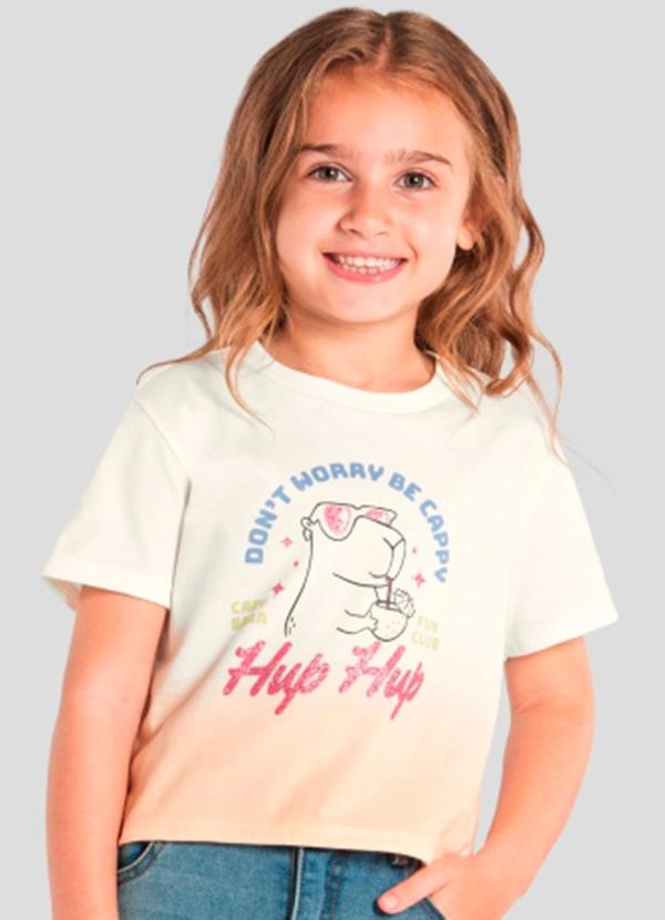 Vista 2 Blusa Infantil Brilhante de Capivara Bege Brandili Brandili