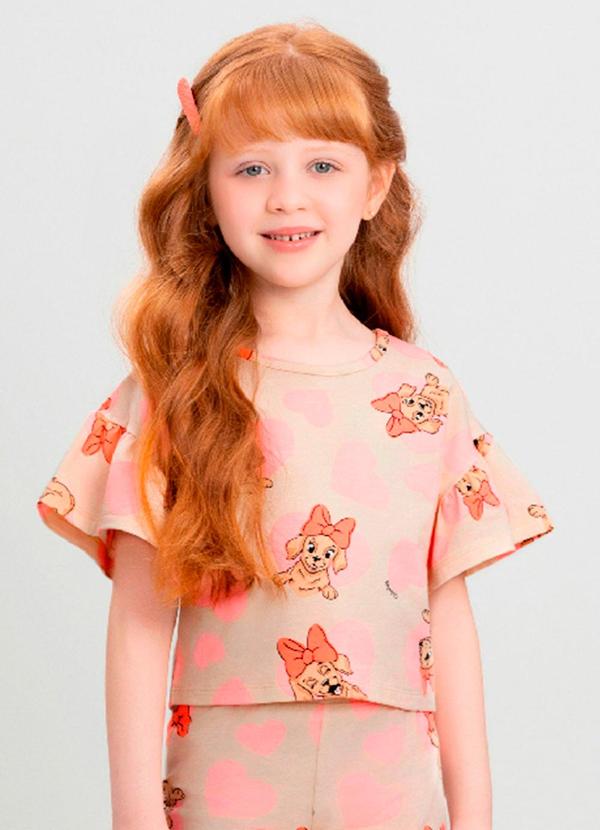 Blusa Infantil com Estampa Abstrata Quimby Rosa