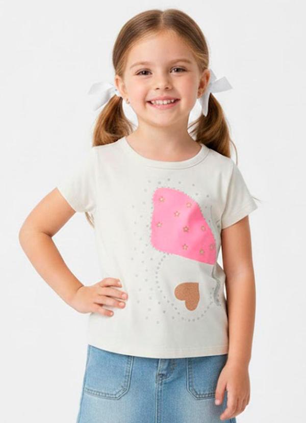 Blusa Infantil com Estampa Bege
