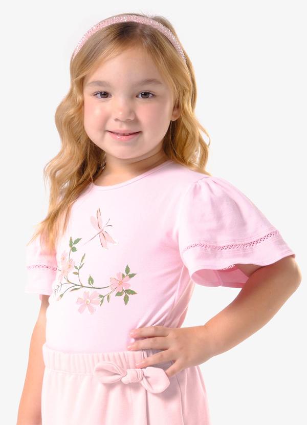 Blusa Infantil Cotton com EstampaRosa