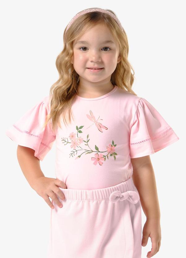 Blusa Infantil Cotton com EstampaRosa