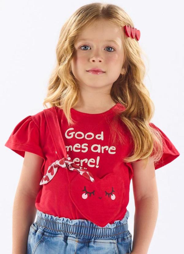 Vista 2 Blusa Infantil Cotton com Laço Vermelho Up Baby Up Baby