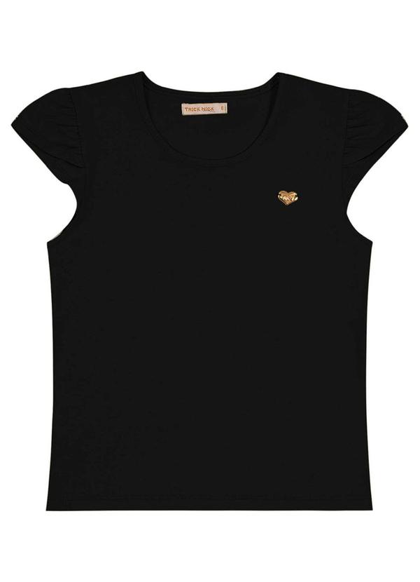 Vista 2 Blusa Infantil Cotton Menina Preto Trick Nick Trick Nick