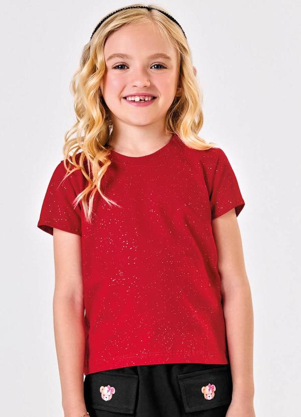 Vista 2 Blusa Infantil Cotton Glitter Vermelho Trick Nick Trick Nick